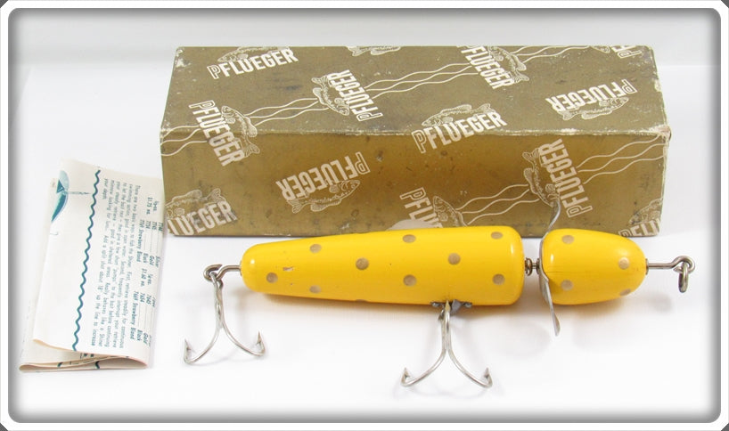Vintage Pflueger Yellow Gold Spots Musky Globe Lure In Gold Box 3750 