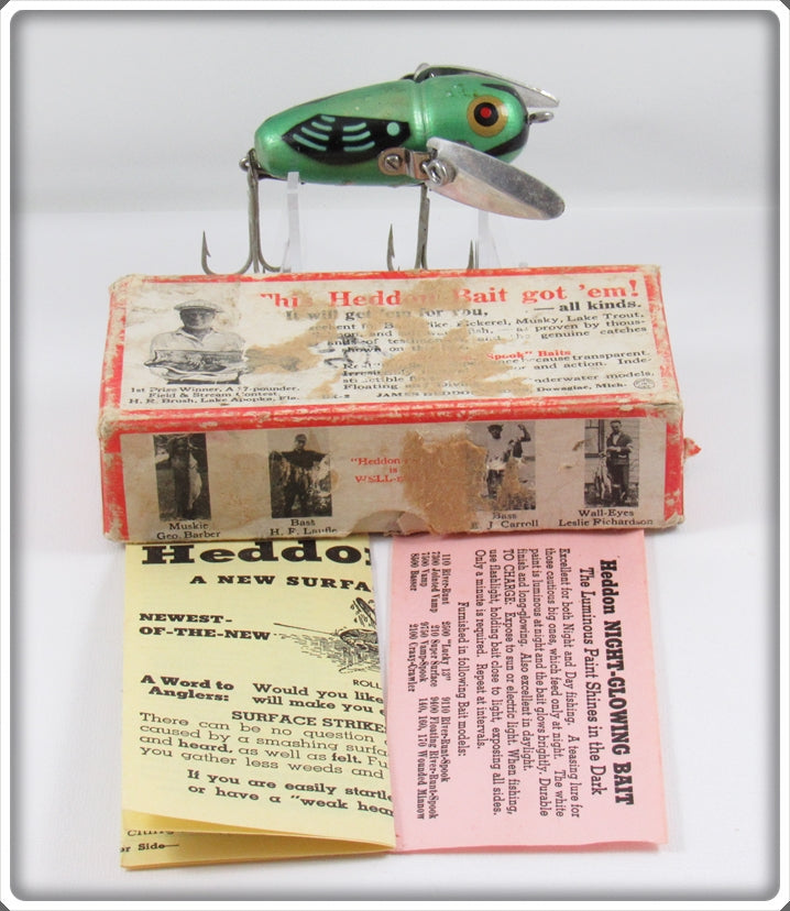 Vintage Heddon Glow Worm Crazy Crawler Lure In Box 2120 GW