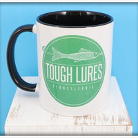 Green Tough Lures Logo Black Handle Mug