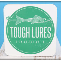 Green Tough Lures Logo Square Coaster