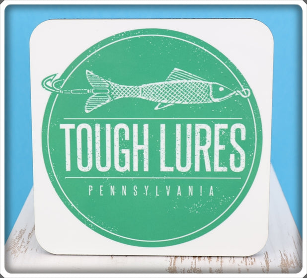 Green Tough Lures Logo Square Coaster