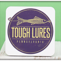 Purple & Yellow Tough Lures Logo Square Coaster