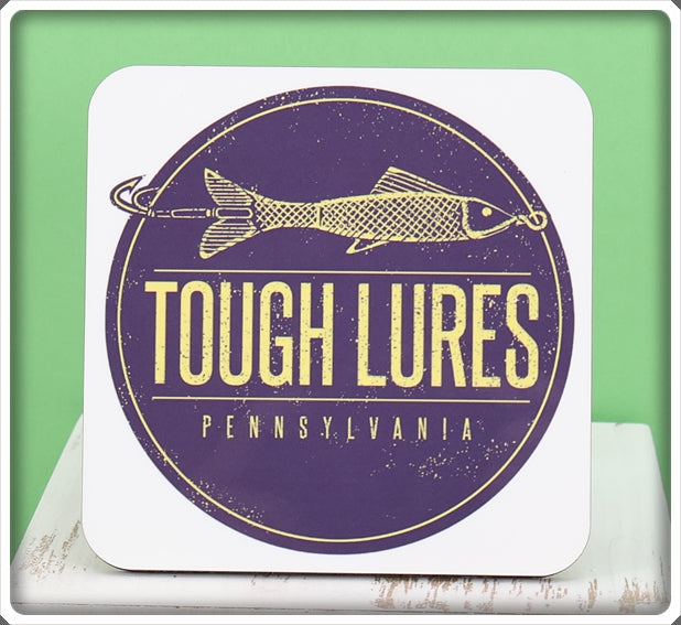 Purple & Yellow Tough Lures Logo Square Coaster