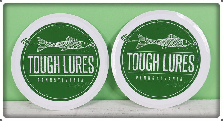 Green Tough Lures Logo Sticker Pair