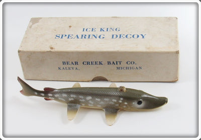 Vintage Bear Creek Bait Co. Pike Ice King Spearing Decoy In Box