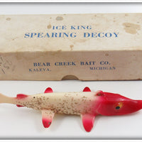 Bear Creek Bait Co. Red & White With Glitter Ice King Spearing Decoy In Box