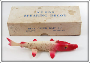 Bear Creek Bait Co. Red & White With Glitter Ice King Spearing Decoy In Box