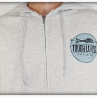 Blue & Black Tough Lures Logo Ash Gray Zipper Hoodie - Front Only