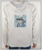 Blue Tough Lures Logo Front Fish Man On Back Ash Gray Zipper Hoodie