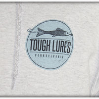 Blue Tough Lures Logo Front Fish Man On Back Ash Gray Zipper Hoodie