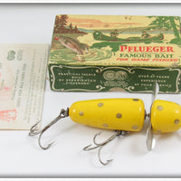 Vintage Pflueger Yellow Gold Spots Globe Lure In Box