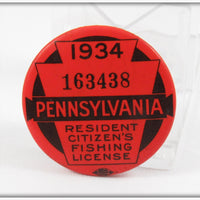 Vintage 1934 Pennsylvania Fishing License Pin
