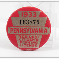 Vintage 1933 Pennsylvania Fishing License Pin