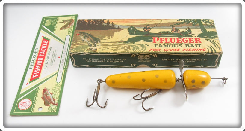 Vintage Pflueger Yellow Gold Spots Globe Lure In Box