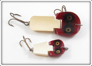 Vintage Heddon Red Head White Stingaree & Tiny Stingaree Lure Pair