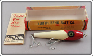 South Bend Red Arrowhead White Body Be Bop Lure In Box 