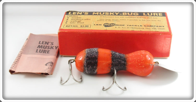 Len Hartman Orange Wasp Musky Bug Lure In Green Hornet Box