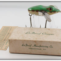 LeBoeuf Mfg Co Green Frog Bass Size LeBoeuf Creeper In Box