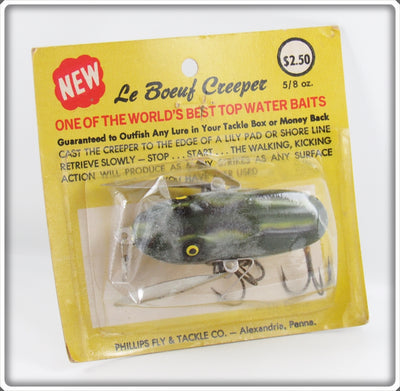 Philips Fly & Tackle Co Green Frog LeBoeuf Creeper On Card 