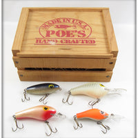 Vintage Poe's Hand Crafted Lure Set In Wooden Box