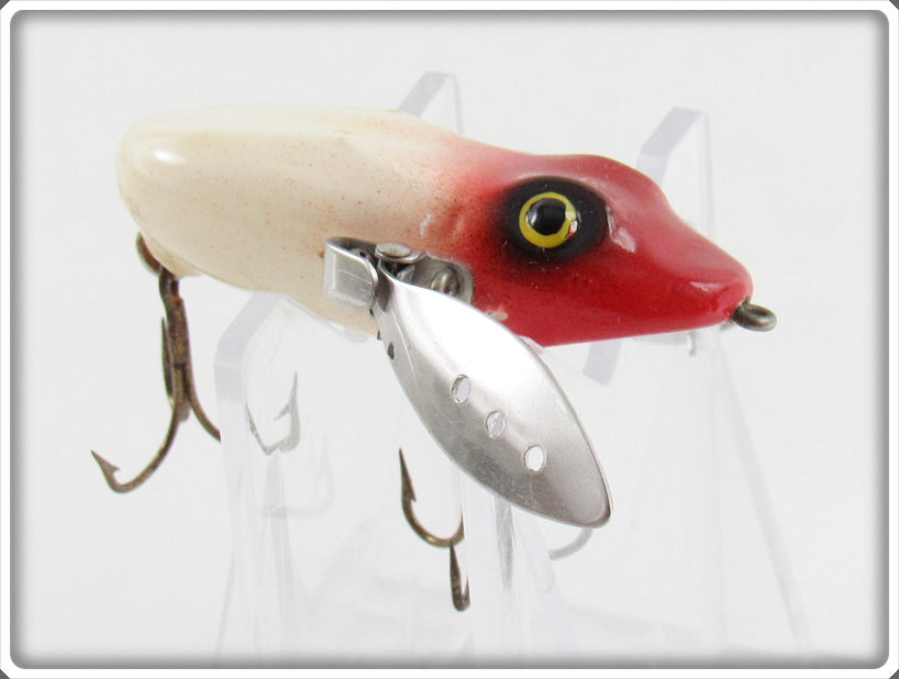 LeBoeuf Mfg Co Red & White Fly Rod LeBoeuf Creeper Lure 