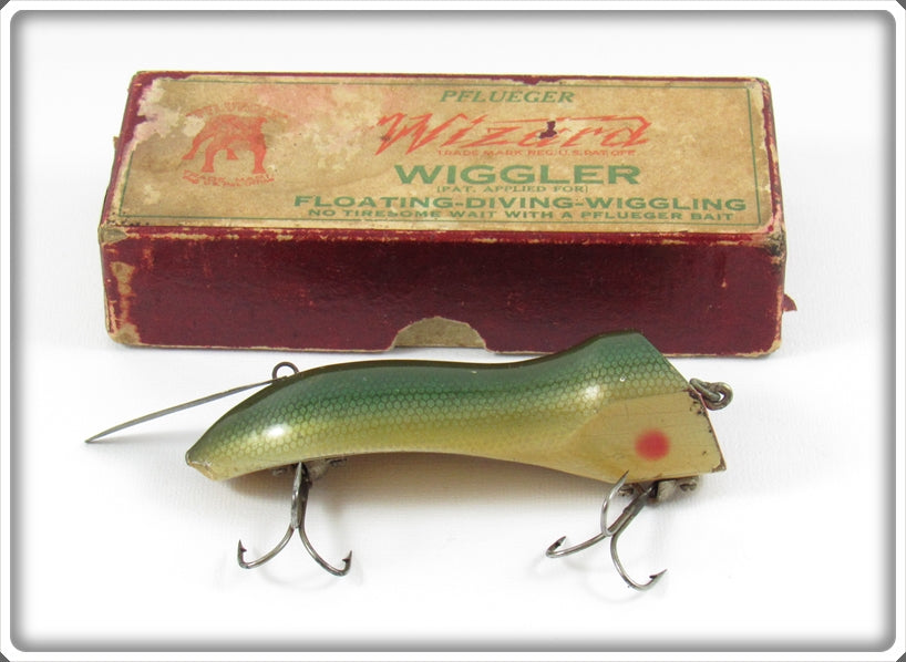 Vintage Pflueger Natural Chub Wizard Wiggler Lure In Maroon Box