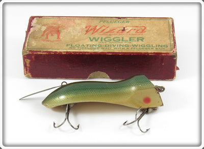 Vintage Pflueger Natural Chub Wizard Wiggler Lure In Maroon Box