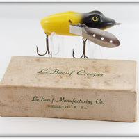 LeBoeuf Mfg Co Yellow & Black Bass Size LeBoeuf Creeper Lure In Box