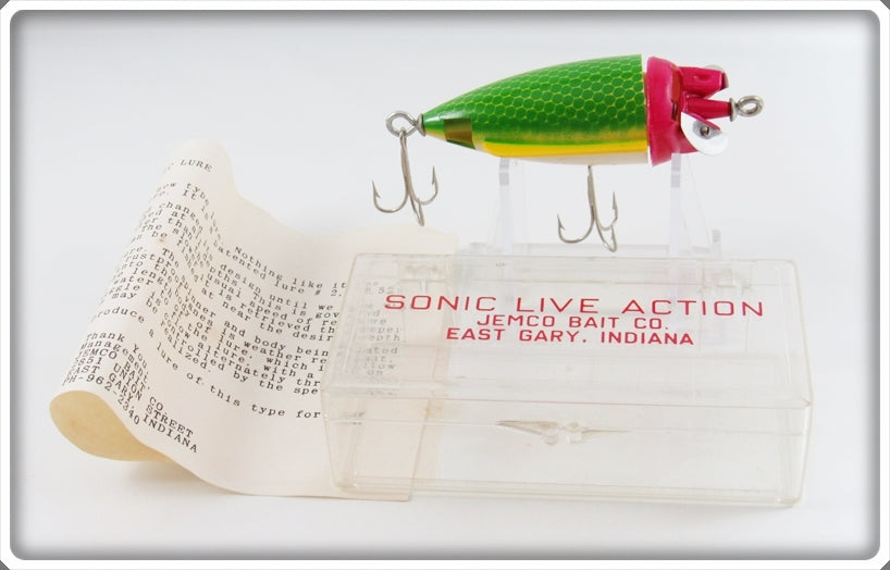 Vintage Jemco Bait Co Green Scale Sonic Live Action In Box 