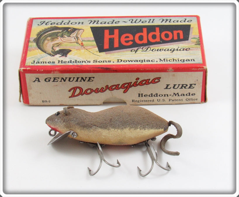 Vintage Heddon Flocked Meadow Mouse Lure In Box F4000 1 