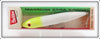 Heddon White & Chartreuse Wood Magnum Zara Spook Lure In Box