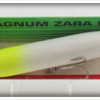 Heddon White & Chartreuse Wood Magnum Zara Spook Lure In Box