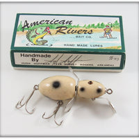 American Rivers Bait Co. White Black Spots River Bug Lure In Box