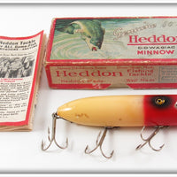 Vintage Heddon Red & White Head On Basser Lure In Box 