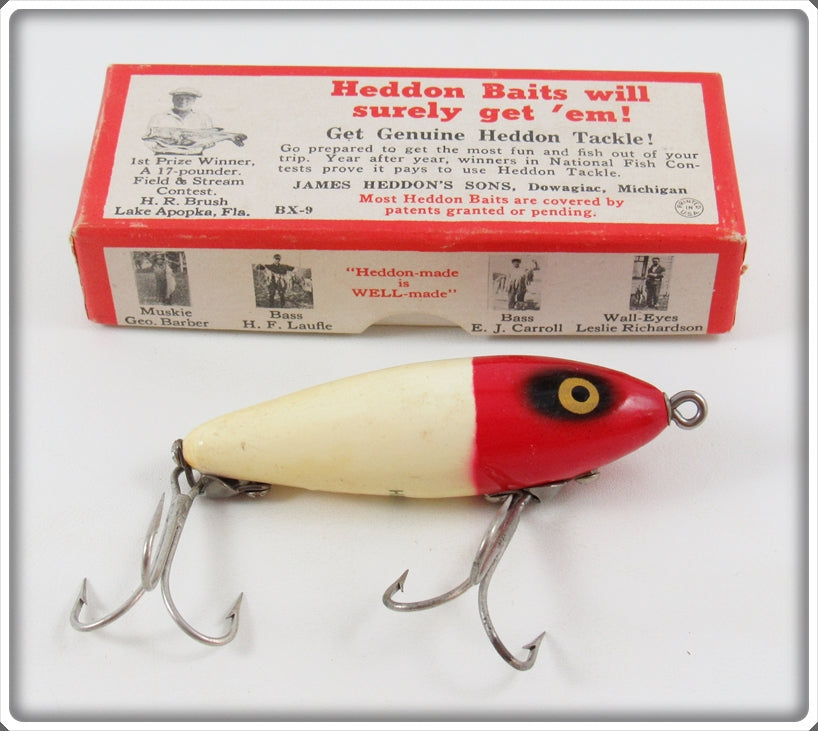 Vintage Heddon Red Head White Laguna Runt Lure In Box L10RH