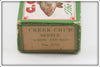 Vintage Creek Chub White & Red Beetle Empty End Label Lure Box 3852