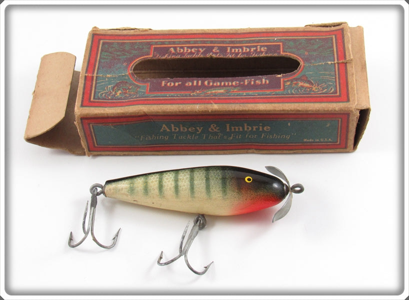 Vintage Abbey & Imbrie Green Striped Topwater Lure In Box