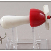 Vintage Live Action Bait Co Red & White Torpedo Spinner Lure