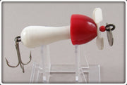 Vintage Live Action Bait Co Red & White Torpedo Spinner Lure