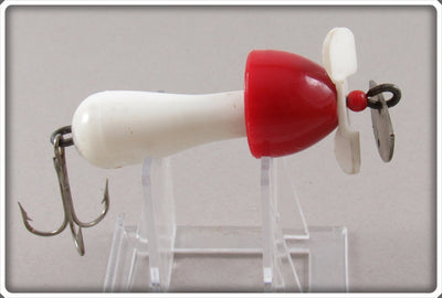 Vintage Live Action Bait Co Red & White Torpedo Spinner Lure