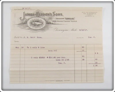 James Heddon's Sons 1917 Invoice