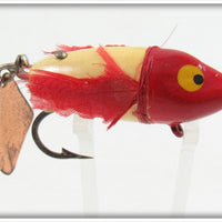 Vintage Heddon Red & White Flyrod Flaptail Bug Lure