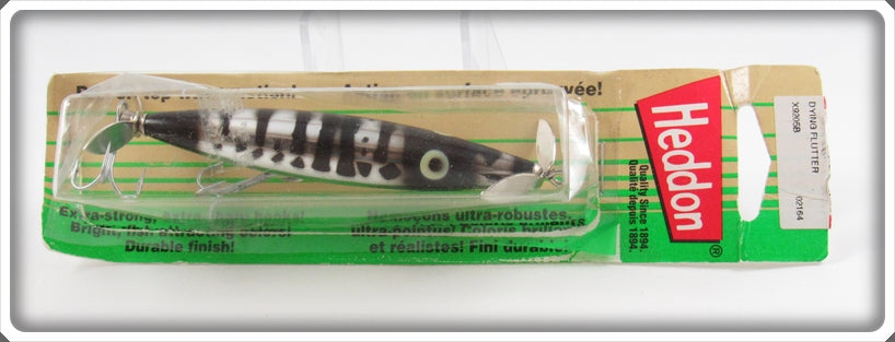 Vintage Heddon Silver & Black Dying Flutter Lure On Card