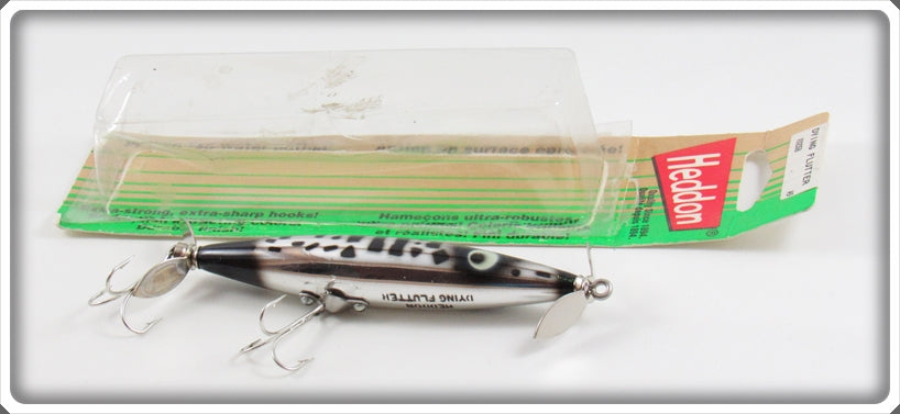 Vintage Heddon Silver & Black Dying Flutter Lure With Card