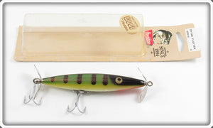 Vintage Heddon Golden Black Muskie Wood Dying Flutter Lure With Card