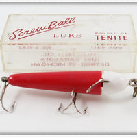 Vintage Hills Bait Co Red & White Screw Ball Lure In Box