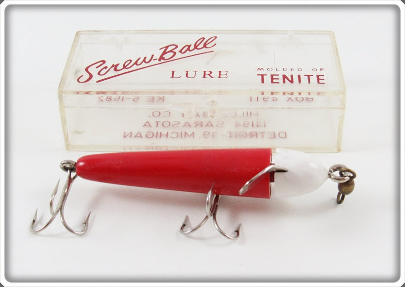 Vintage Hills Bait Co Red & White Screw Ball Lure In Box