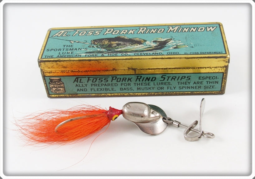 Vintage Al Foss Shimmy Wiggler Lure No. 6 In Blue Tin For Sale Vintage Al Foss Shimmy Wiggler Lure No. 6 In Blue Tin For Sale