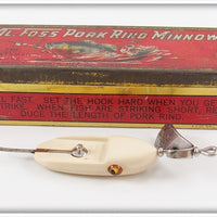 Al Foss Solid White Oriental Wiggler No. 3 Lure In Red Tin 