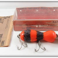 Vintage Len Hartman Tackle Co Orange Wasp Musky Bug In Box